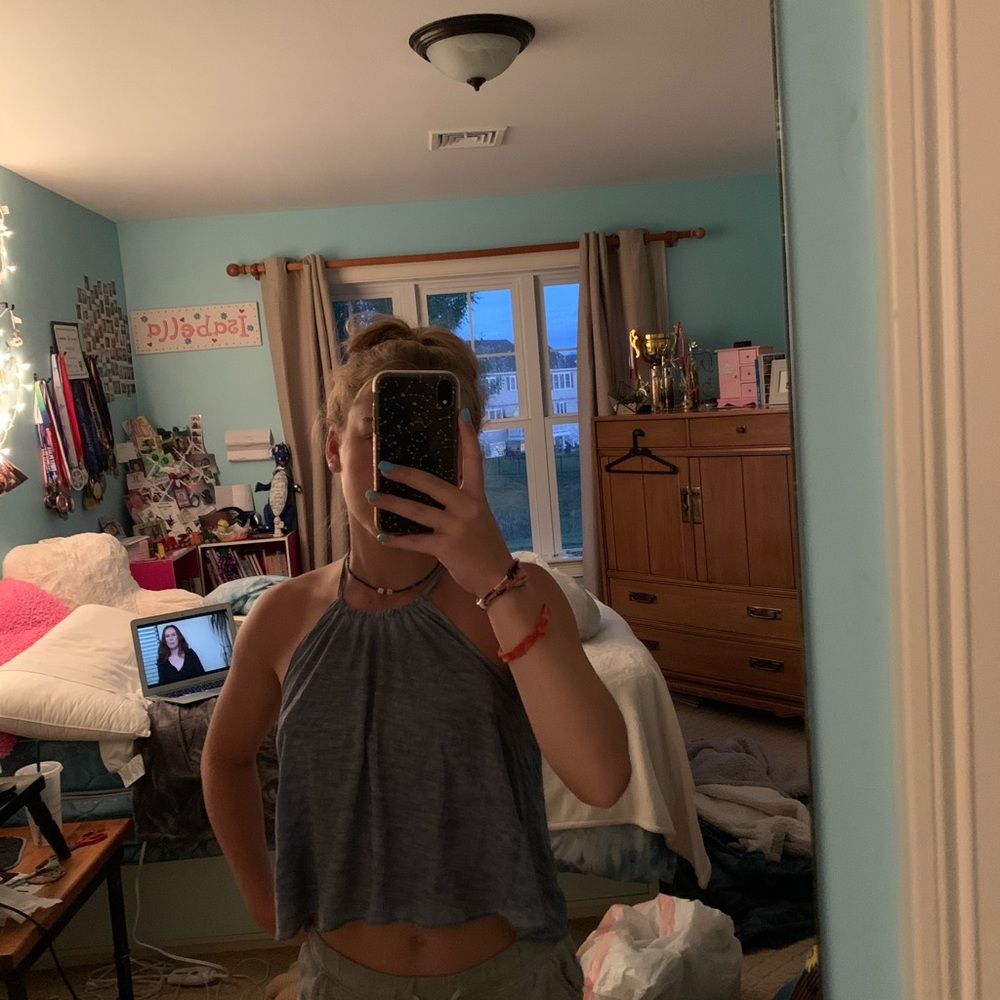 light blue hollister cross strap tank top 👚
